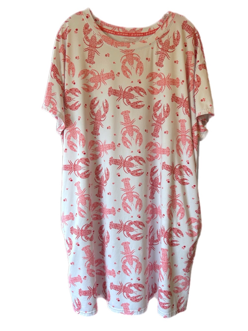 Coastal Lobster-Print Women's Sleep Tee — Pink on White